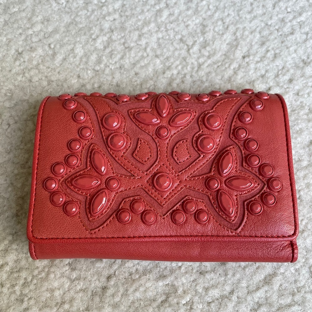 Isabella Fiore coral leather studded wallet